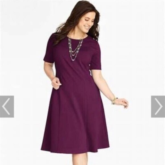 Talbots Purple Ponte Fit and Flare Dress - Picture 1 of 6